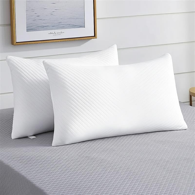 Bed Pillows for Sleeping 30x20 Inches Set of 2 Queen Size Shredded Memory Foam Pillows with Washable Pillowcases Cooling Hotel Pillow Hypoallergenic Adjustable Pillow for Side Back & Stomach Sleepers