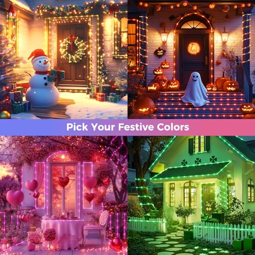 33FT LED Color Changing Rope Lights with Remote, Waterproof Outdoor String