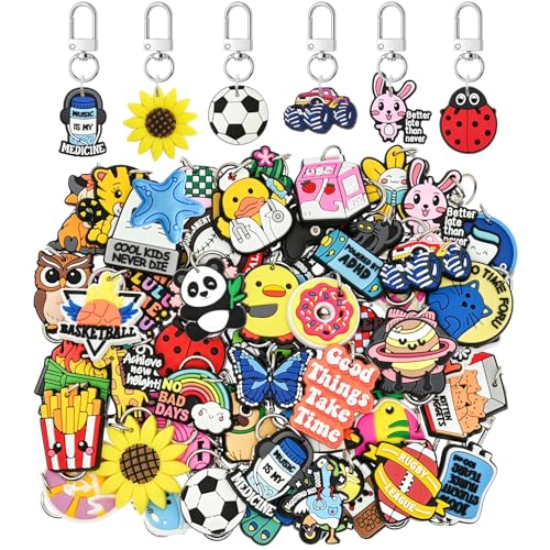 Pabucle Random-200 Bulk Cute Keychain Pack for Car Keys, Purses & Bags