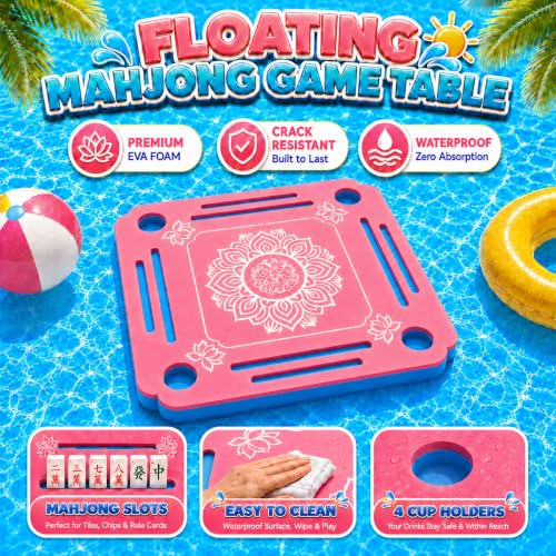 31.5-Inch Floating Mahjong and Card Game Table for Pool and Hot Tub