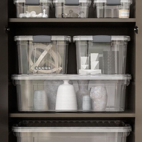 Superio Storage Bins with Lids, Clear Plastic Containers for Organizing, Stackable Totes, BPA Free, Odor Free, Organizer Boxes for Home, and Dorm (4 Pack, 36 Qt)