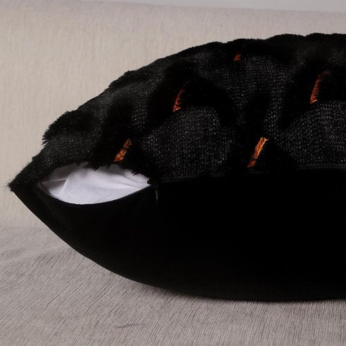 Heirloom Haven Halloween Witch Hat Pillow Covers Set of 2,Black Hat Soft Plush Faux Fur Jacquard Couch Cushion Case Holiday Farmhouse for Sofa Home Decor 18 x 18 Inch