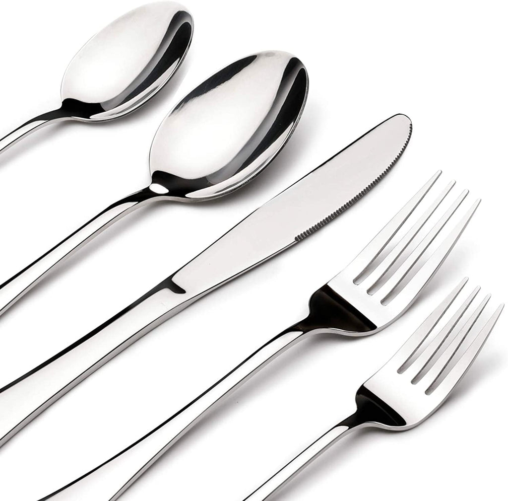 Regine Switzerland 60-Piece Silverware Set - Heavy-Duty Stainless Steel Utensils for 12 | Dishwasher Safe Gift Package