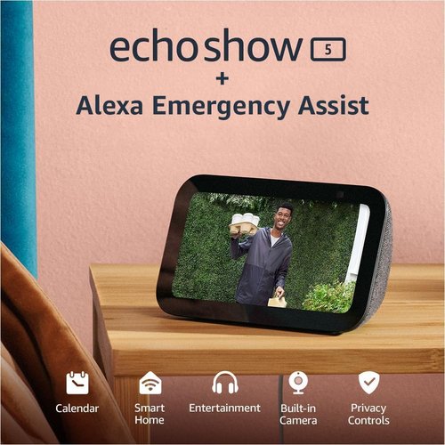 Echo Show 5 - Smart Display with Alexa Emergency Assist | Charcoal Color, Latest Model