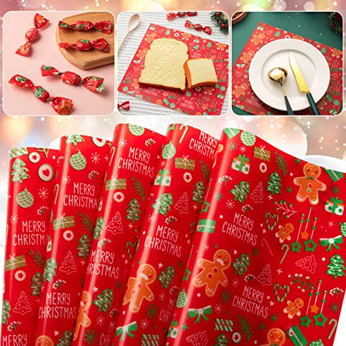KVCSYAW 100 Pcs Christmas Wax Paper for Food - Red Biscuit Style