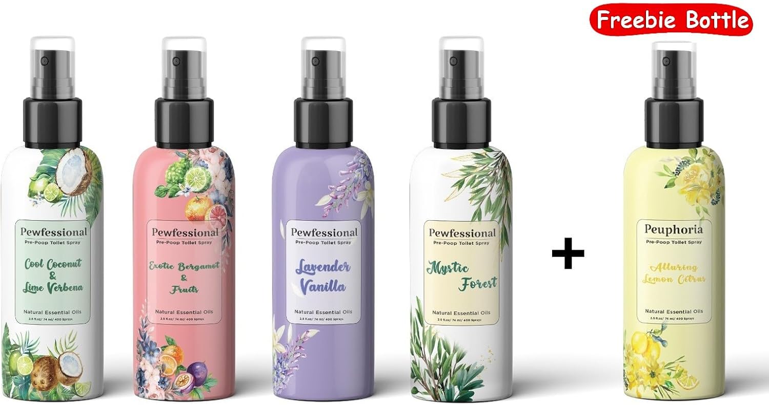 Poop Spray | Pre-Poo Toilet Spray by [Brand Name] - Bathroom Odor Eliminator, 2.5 Oz, 5-Pack Travel Size