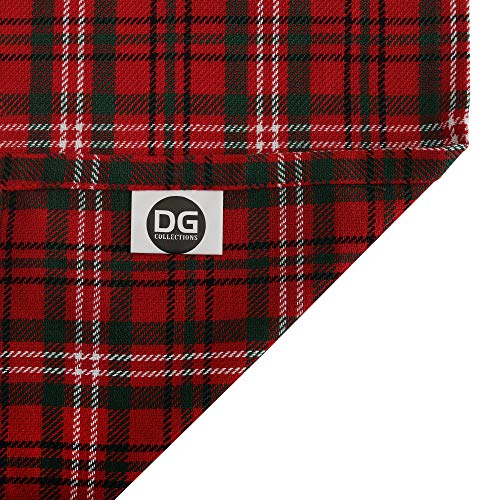19x19 Inch Red & Green Plaid Cotton Dinner Napkins Set of 12 - Holiday Festive Tableware