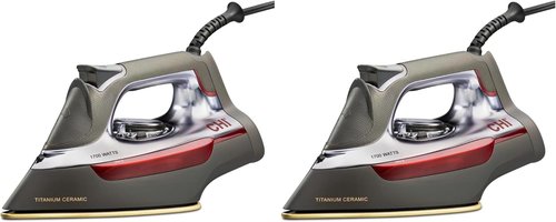 CHI Steam Iron - Powerful 1700 Watts with 300+ Holes, Titanium Infused Soleplate - XL 10’ Cord, Silver