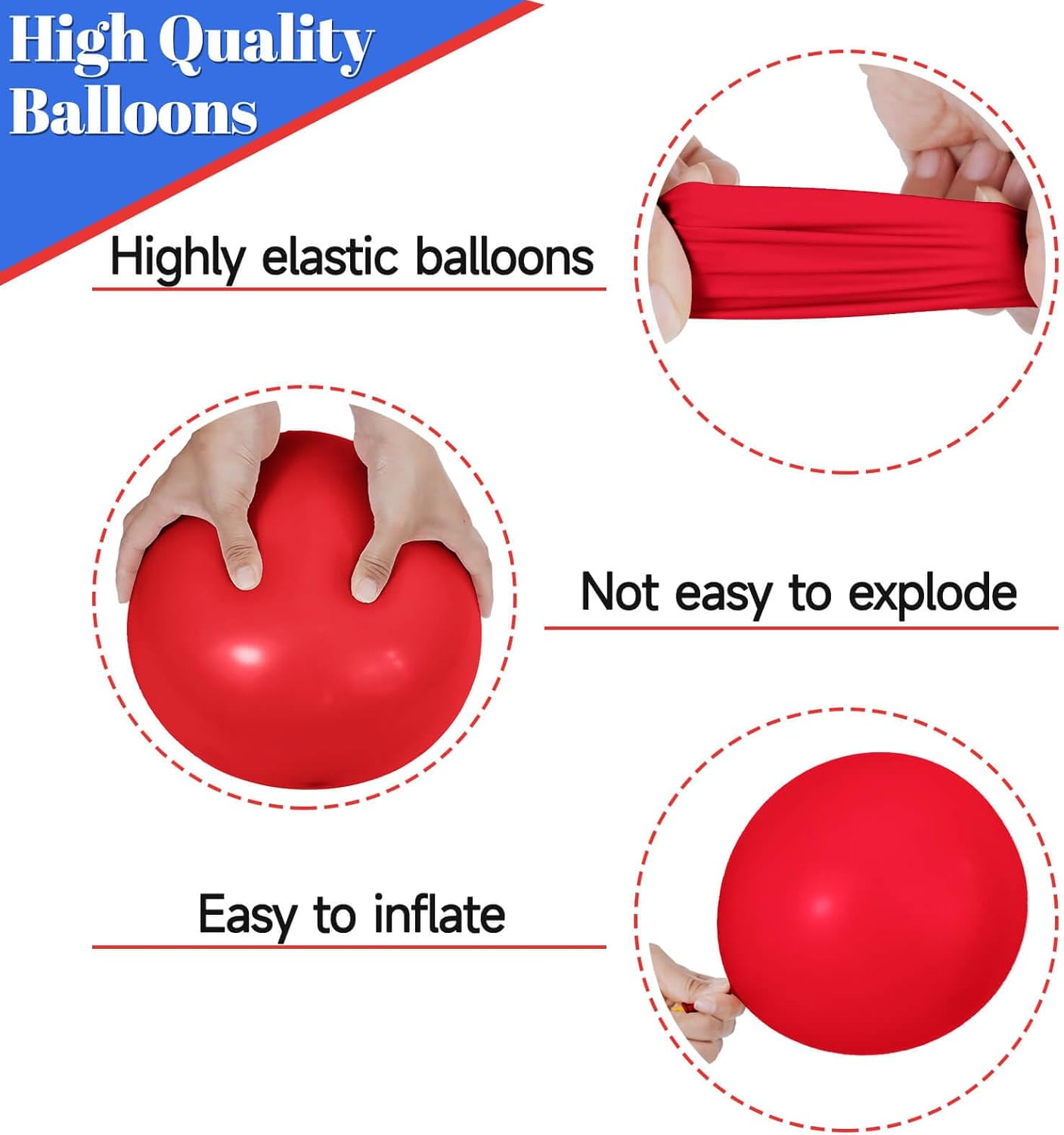 Red White Blue Latex Balloons - 12 Inch Patriotic Confetti Balloons | 68 Pack for 4th of July Celebrations