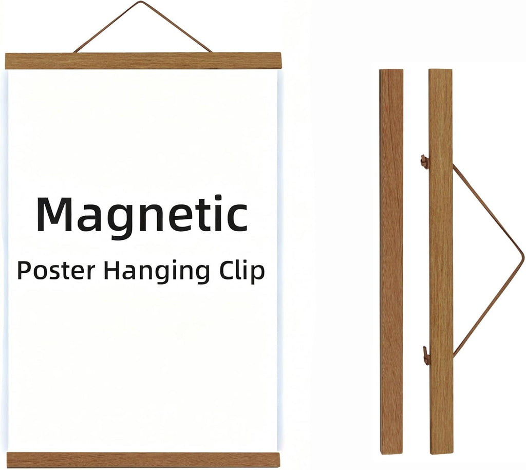 Skiennix Magnetic Poster Hanger Frame - Teak Wood Design for 20x24, 20x28, 20x30 Posters | Perfect for Wall Art & Decor