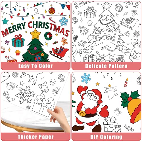 PADELO Christmas Giant Coloring Poster 30x72 Inch - DIY Holiday Tablecloth & Banner - One Piece