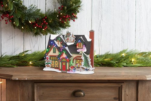 Department 56 Grinch House | Illuminated Christmas Village Building with LED Lights - 7.2 Inch, Hand-Painted Decor