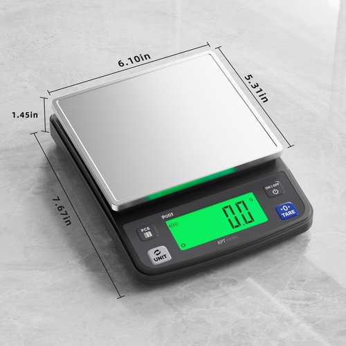 Polit KPT-EVO Digital Food Scale – 0.5g Precise Rechargeable Scale with Stainless Steel Tray, 13lb/6kg Capacity, Ideal for Baking, Coffee Brewing and Diet Tracking