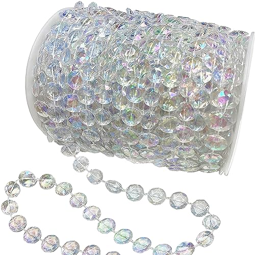 99ft Iridescent Crystal Bead Garland Roll for Christmas Tree & Home Decor