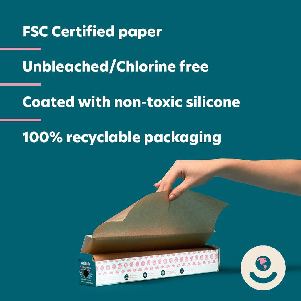 Parchment Paper by For Good - 24 Pre-Cut Half Sheets | Unbleached, Non-Toxic & Oven-Safe