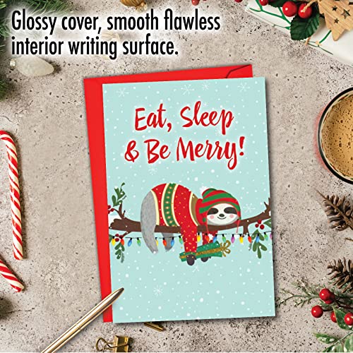 NobleWorks Eat, Sleep and Be Merry Christmas Card 5x7, C7046XSG - 1 Card