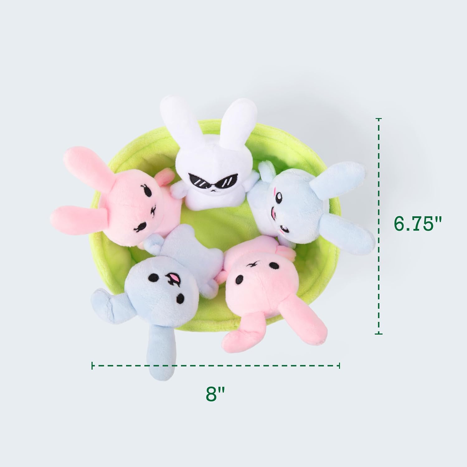 WHAT DO YOU MEME? Emotional Support Bunnies - Cuddly Plush Stuffed Animals | Set of 5 with Basket