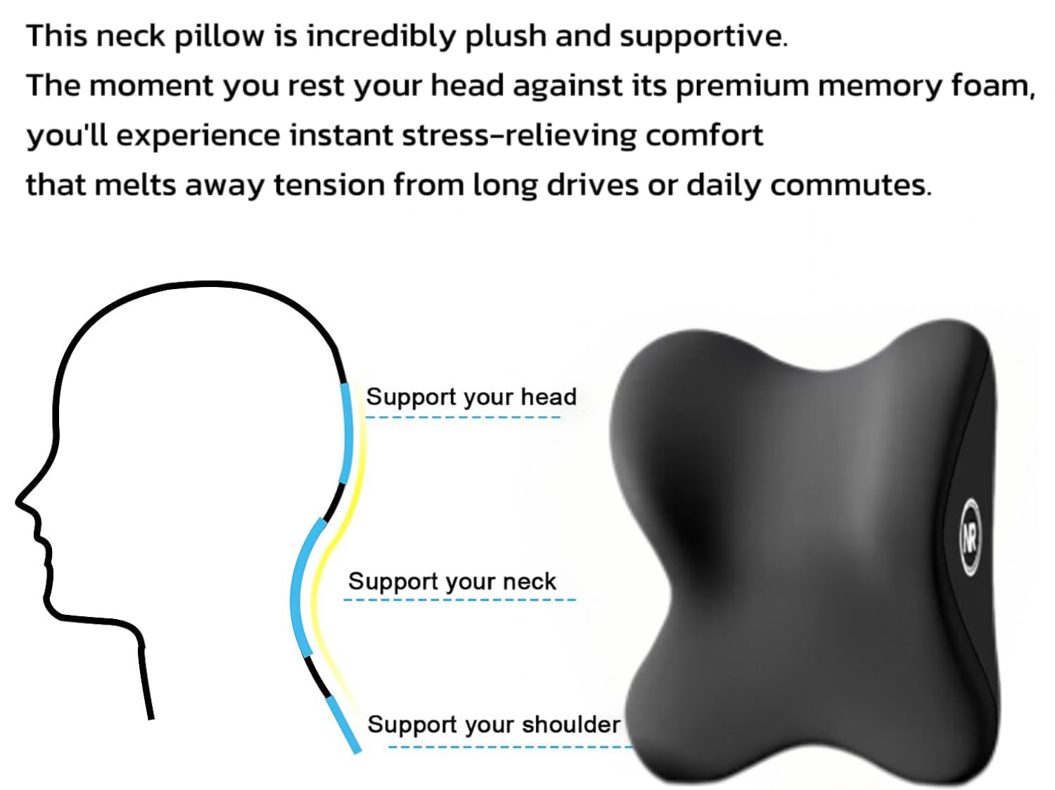 Nastravail 2 Pack Car Headrest Pillow for Neck Support, Soft Car Neck Pillow for Driving with Adjustable Strap and Removable Cover, Universal Fit Headrest Car Pillow