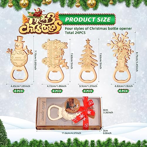 Christmas Themed Bottle Openers Set for Wedding and Party Favors - 24 Pieces