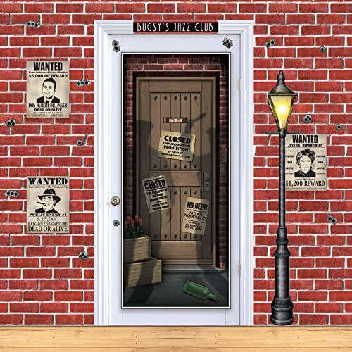 Beistle 2-Pack Speakeasy Door Cover, All-Weather Prohibition Era Hanging Decorations & Roaring 1920s Party Decor for Gatsby Themed Parties, 6' x 30"