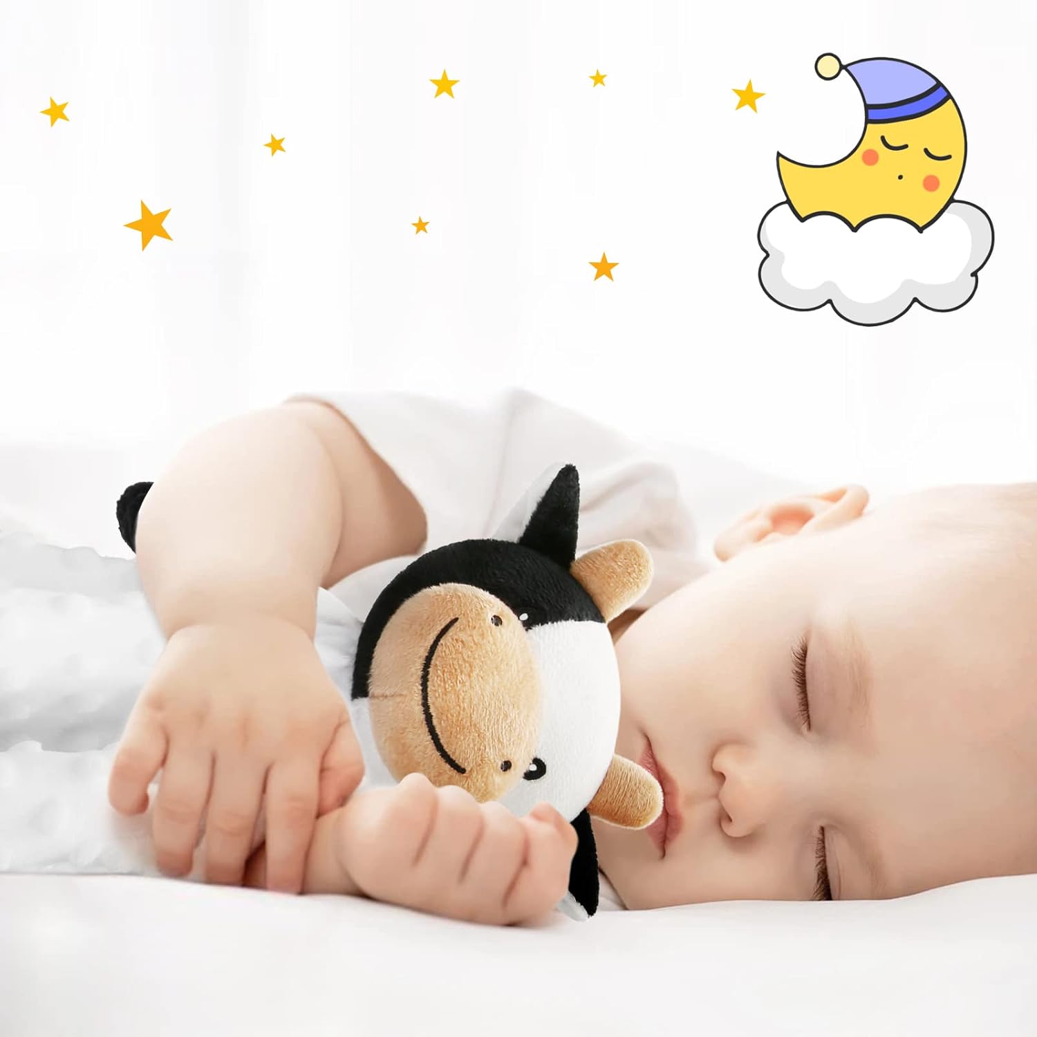 Pro Goleem Cow Security Blanket - Soft Lovey for Newborns | 16-Inch Baby Snuggle Toy