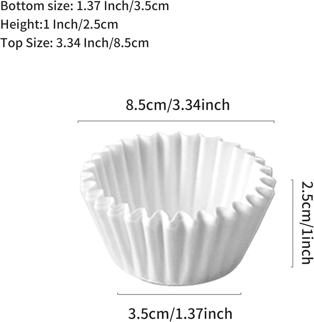 Skiennix White Cupcake Liners - 500 Count Mini Baking Cups | No Smell & Grease-Proof Food Grade Paper