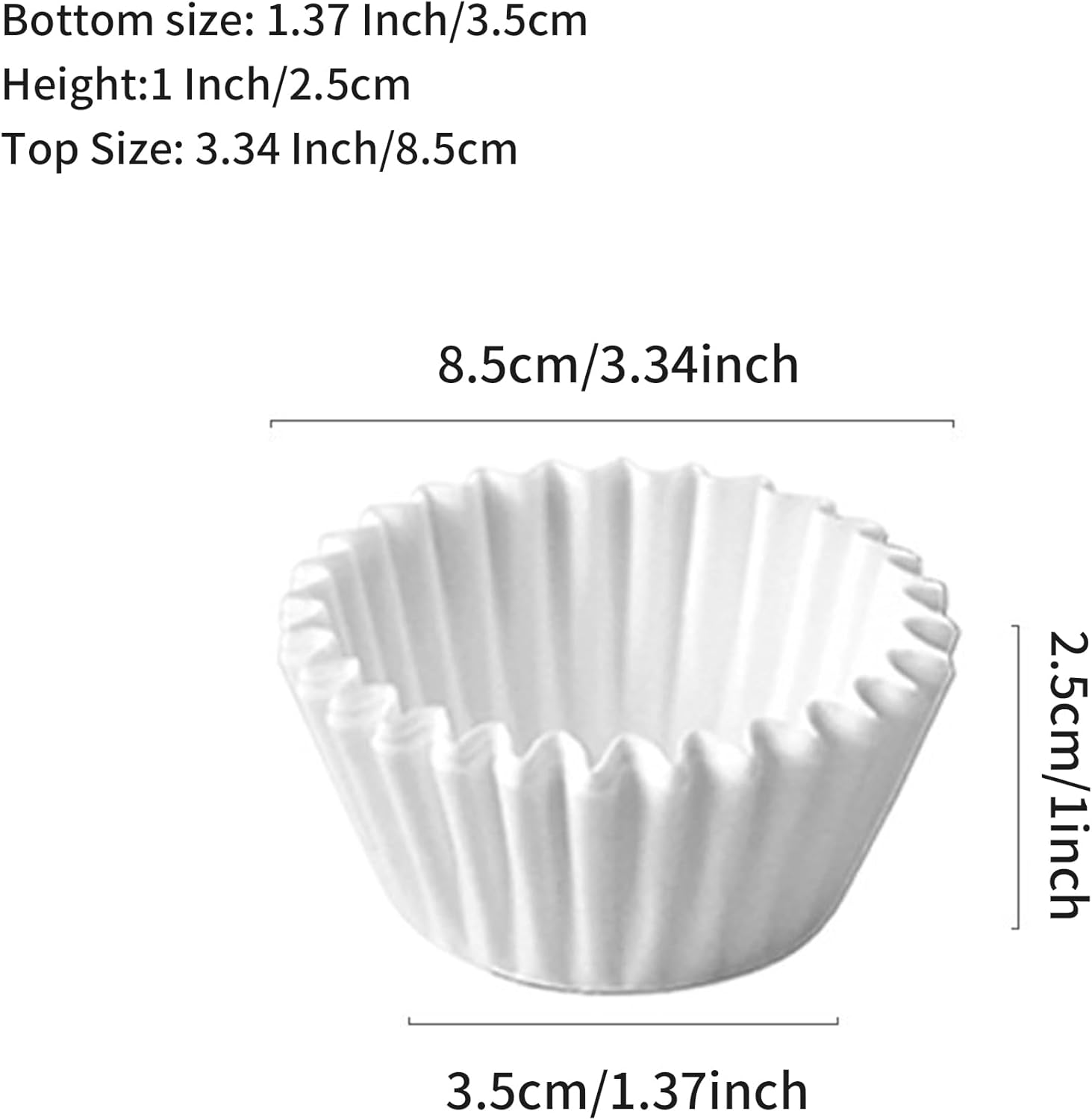 Skiennix White Cupcake Liners - 500 Count Mini Baking Cups | No Smell & Grease-Proof Food Grade Paper