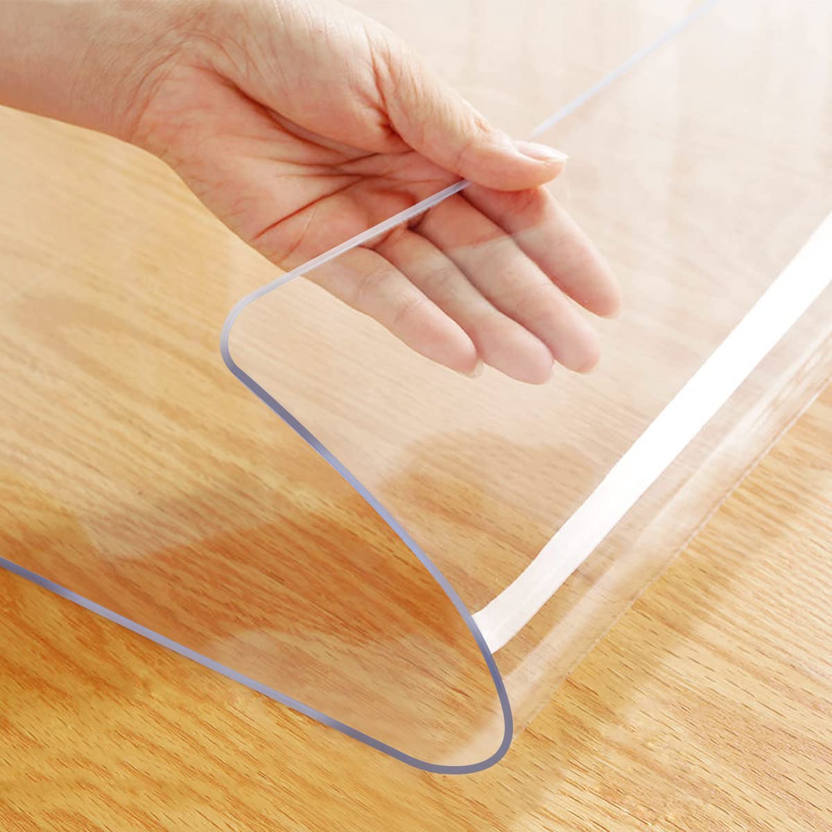 Easy Clean PVC Mats Waterproof Crystal Vinyl Table Protector Clear Plastic Tablecloth Rectangle Wood Furniture Stain Protector Dining Tabletop Protection Pad Desk Protective Cover Wipeable 40x78 Inch