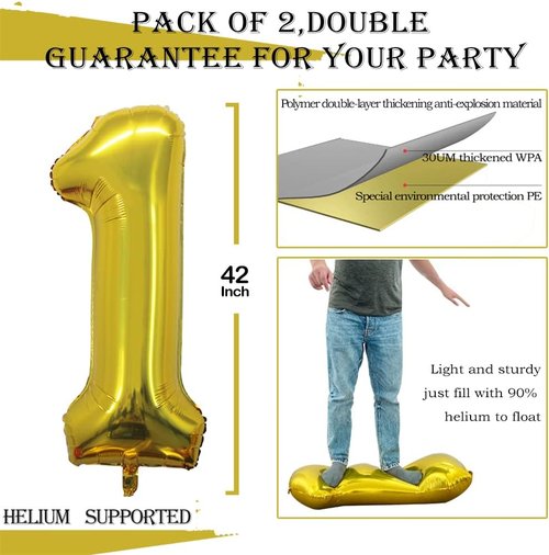GOER Jumbo 42-Inch Number 19 Balloons - Sweet 19 Birthday Party Decorations in Gold