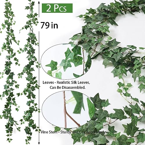 2 Pack Artificial Ivy Vines 79-Inch Silk Hanging Greenery for Home Decor