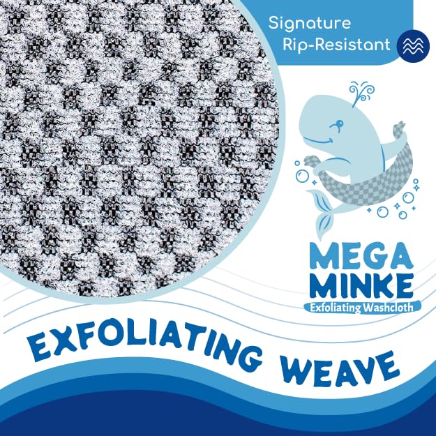 JJ KENT Mega Minke Exfoliating Body Scrubber Washcloth for Shower, Large Gray