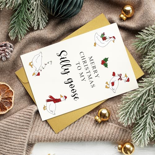 Silly Goose Christmas Card Gift for Him Her - Funny Holiday Greeting Card