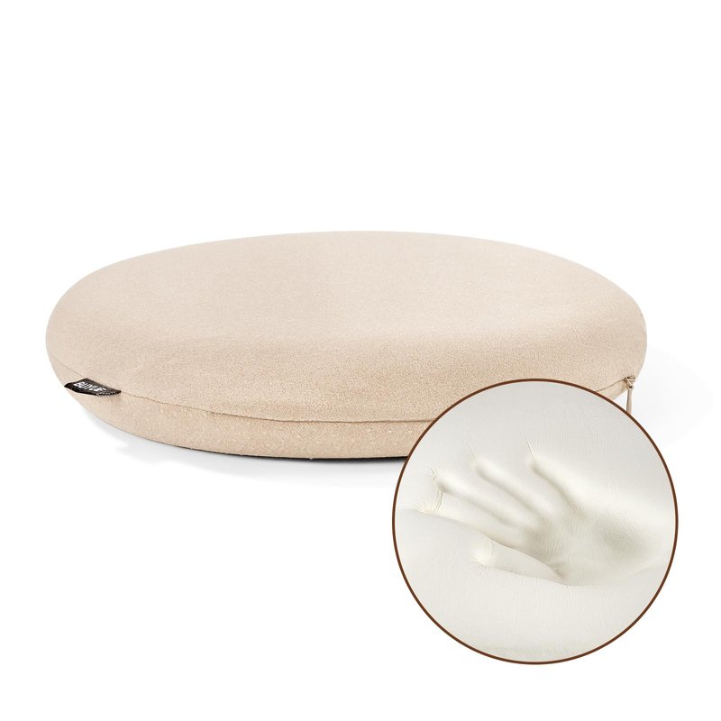 BUYUE Memory Foam Seat Cushion, Dia 13" Soft Velvet Round Stool Cushion Anti-Slip Chair Pads, S, Beige