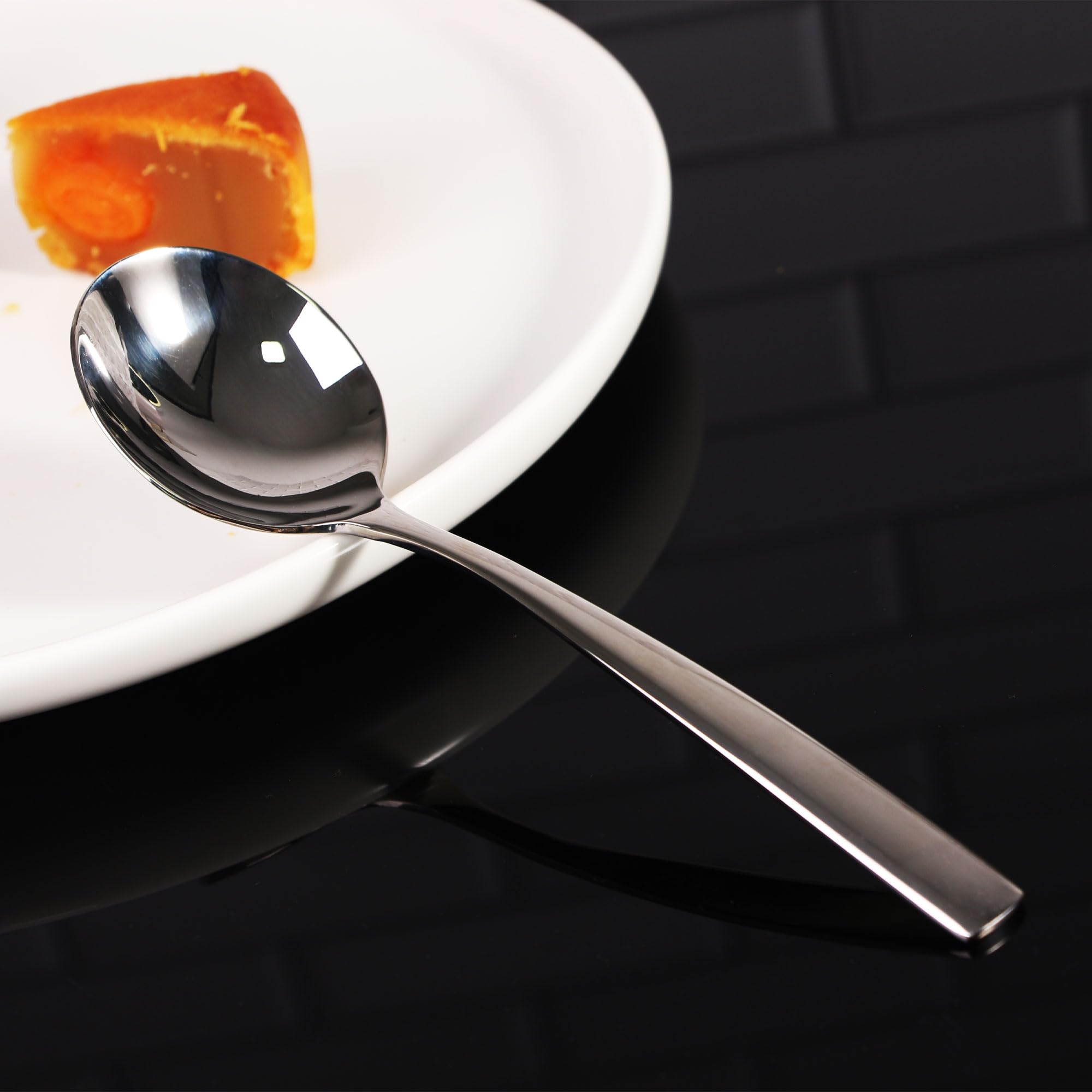 IMEEA 6.9-Inch Soup Spoons Round Cereal Spoon 18/10 Stainless Steel Bouillon Spoons for Dessert Ice Cream, Set of 6