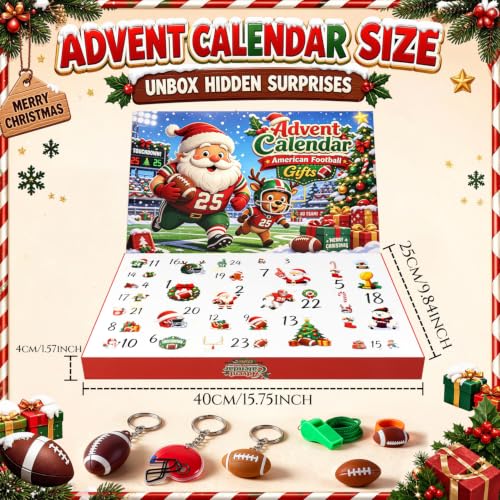 FUHSY 24-Piece Football Advent Calendar 2026 for Kids, Christmas Countdown Gifts
