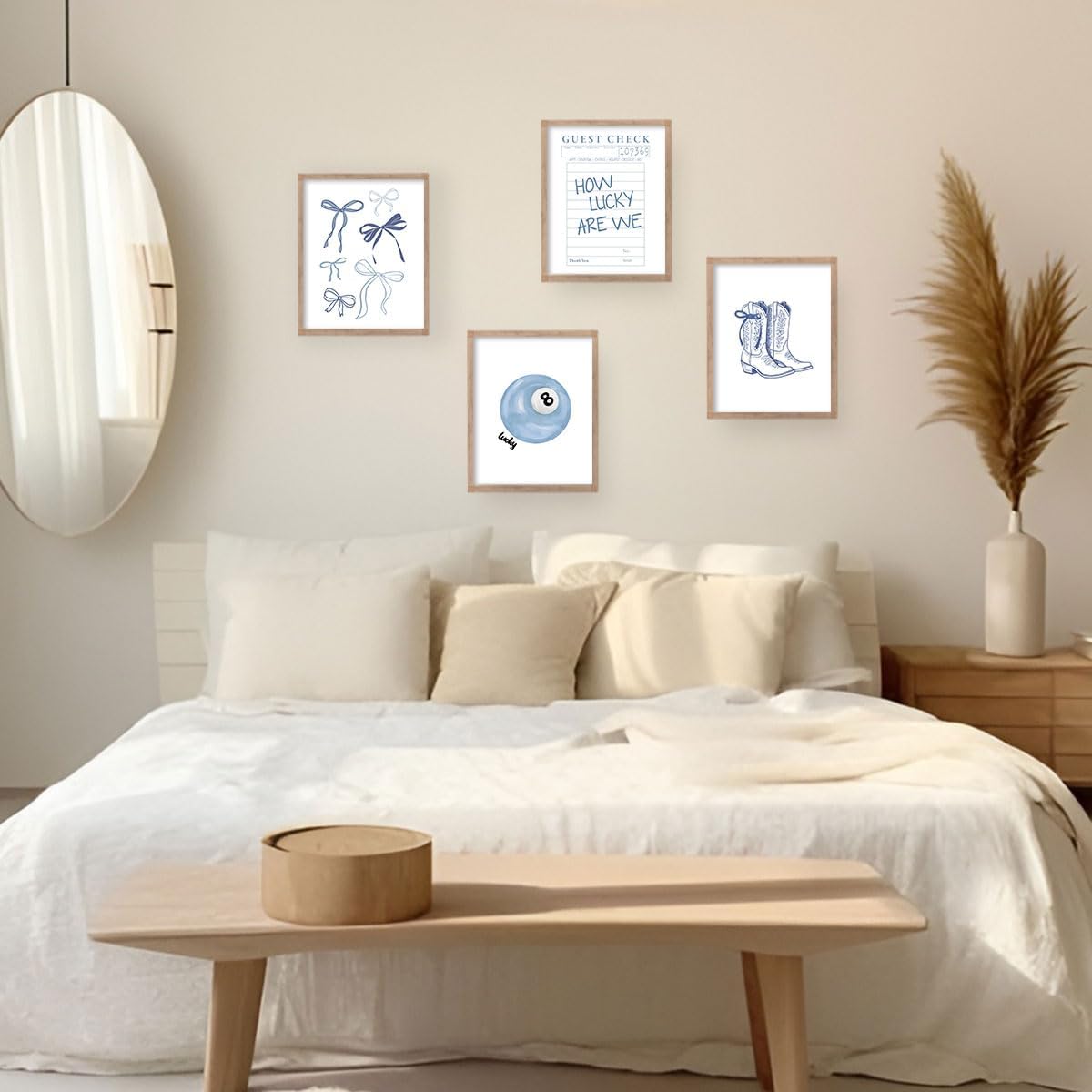 XYDEG Blue Bow Room Decor - Aesthetic Coastal Cowgirl Posters for Teen Girls | Set of 4, 8x10 Unframed