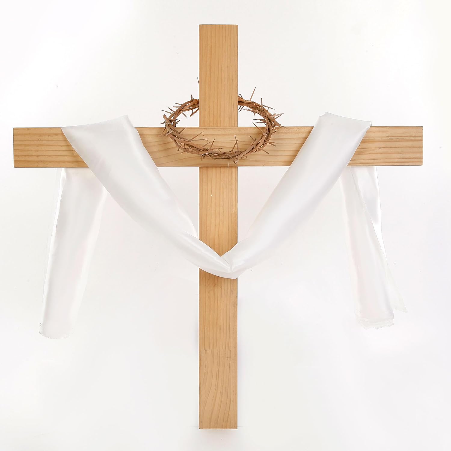 Nature Crown of Thorns | 67'' Satin Fabric Wearable | Handmade for Christian Easter, 7.5-8"