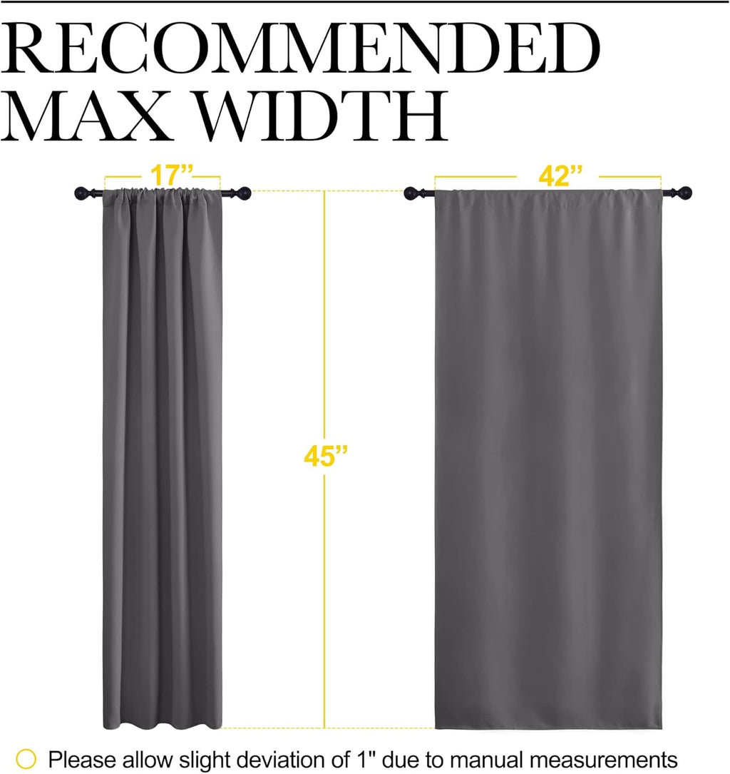 NICETOWN Grey Window Curtains - Thermal Insulated Blackout Drapes for Small Windows | 2 Panels, W42 x L45-Inch