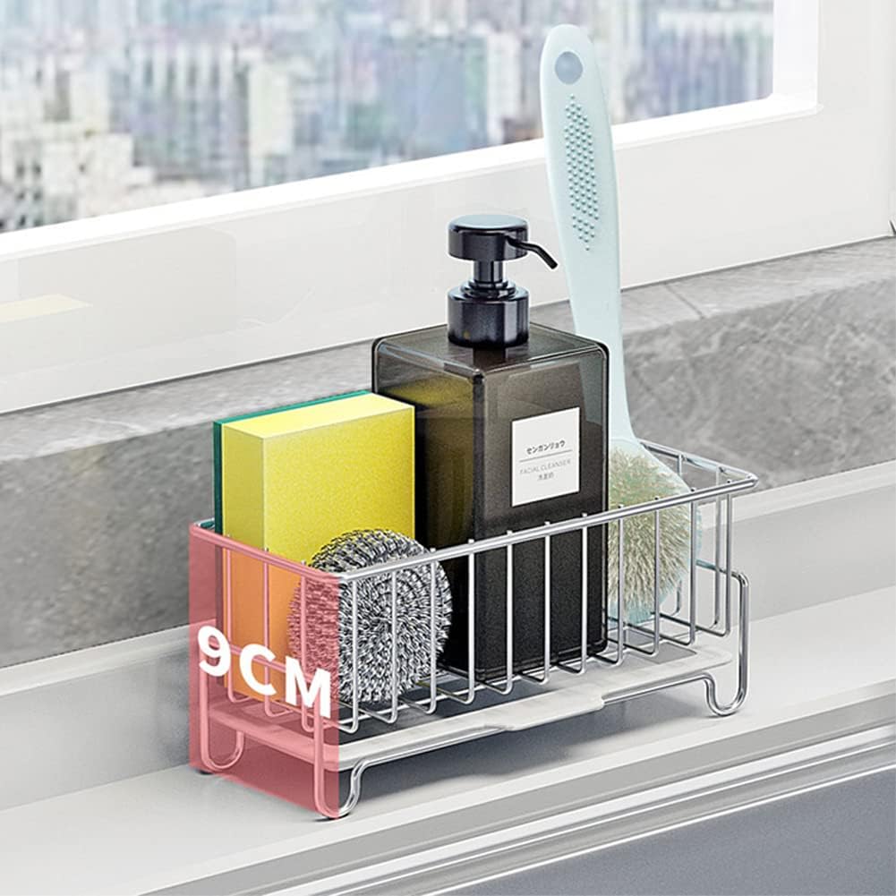 Skiennix Kitchen Countertop Sponge Holder - SUS 304 Stainless Steel Dish Soap Organizer | Durable Cleaning Caddy