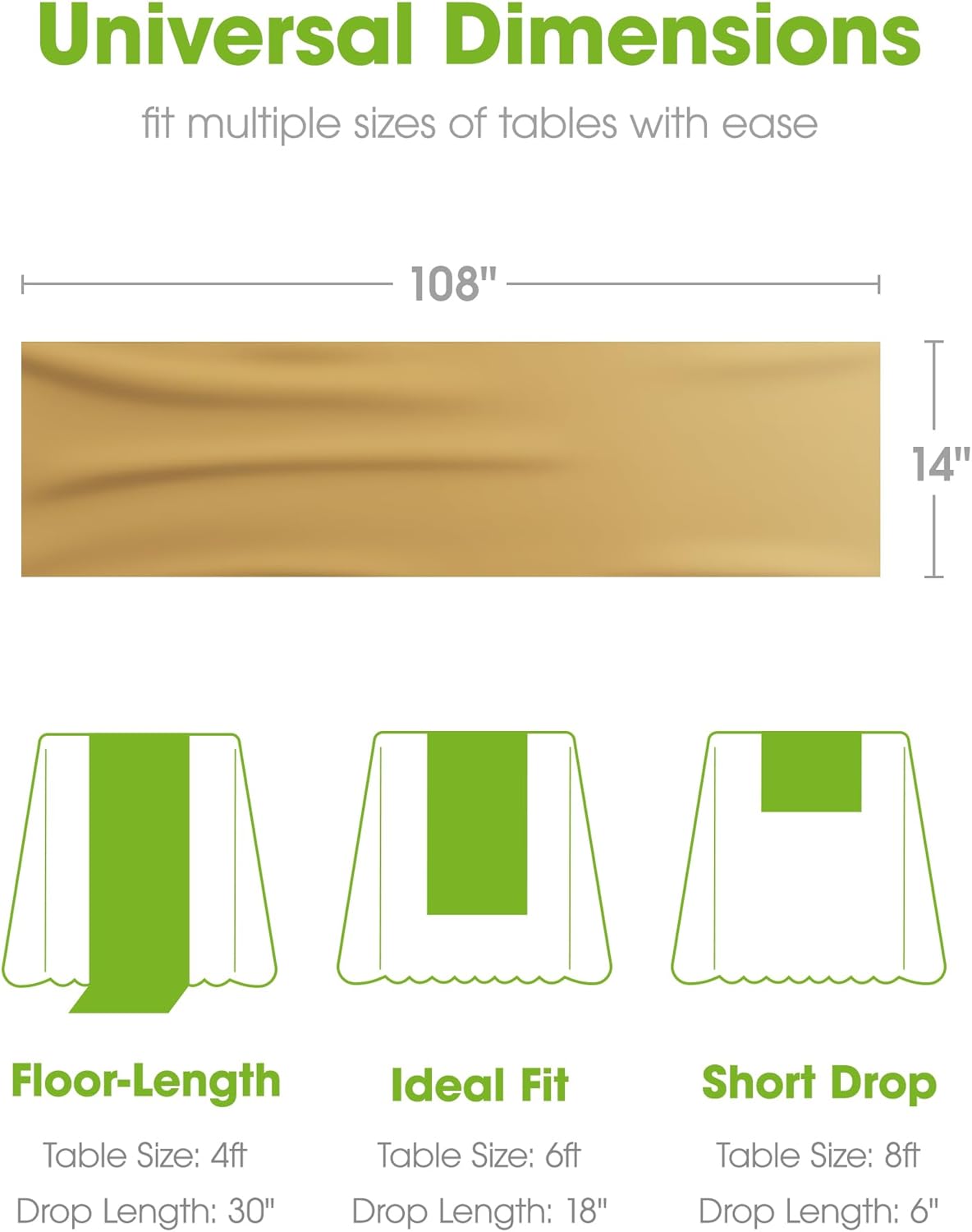 Pureegg Gold Plastic Table Runners - Water-Resistant 14'' x 108'' Disposable Decor for Weddings & Parties