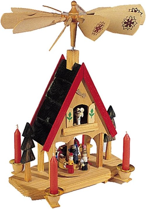 Kurt Adler 12-Inch Alpine House Carousel - Charming Wood Design with Candles