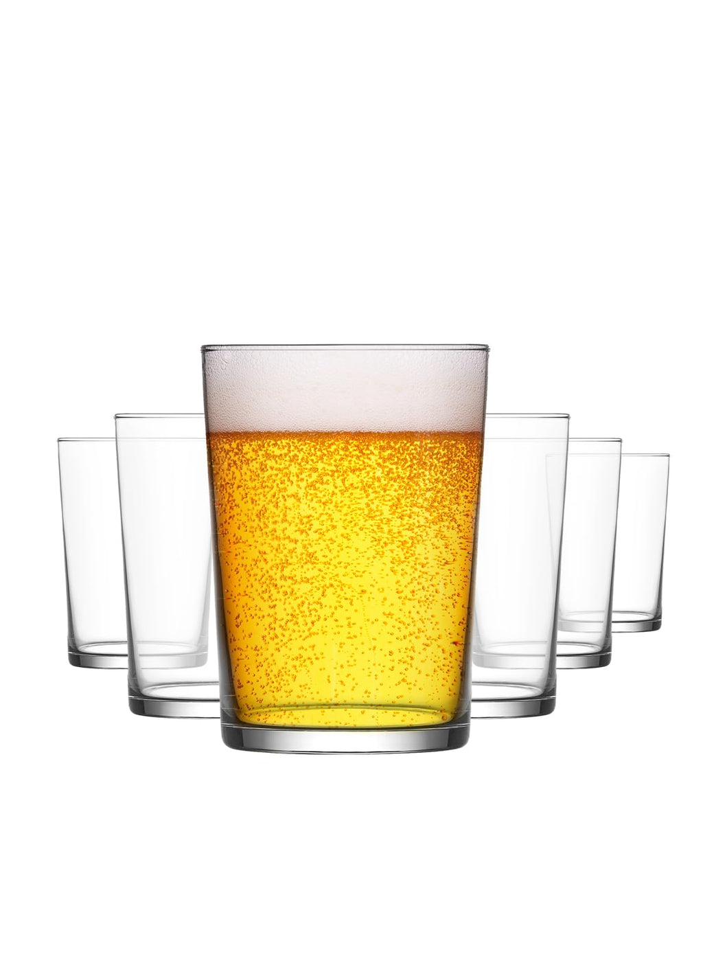 LAV Highball Beer Glasses Set of 6 - Stackable Water, Pint Beer Glass Set - 17.5 oz - Beverage, Wheat Beer, Iced Latte, Tumblers Pubs, Dining, Home Party - Housewarming Gift, Useful Gifts