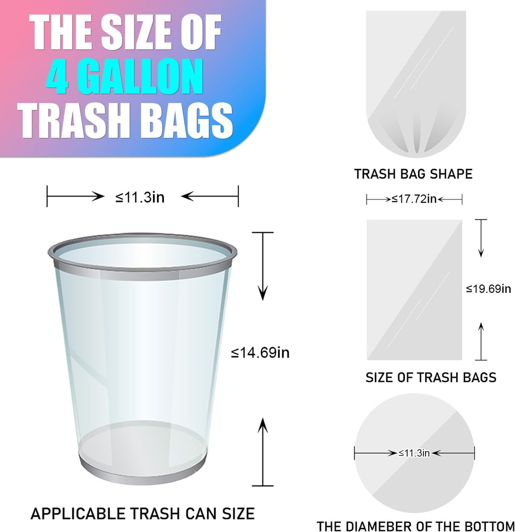 Skiennix 150 Count Small Trash Bags - Unscented Leak-Proof 4 Gallon Bathroom Can Liners | Ideal for Office & Car