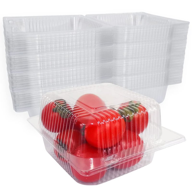 WAQIAGO 200 PCS 5x5 Inch Plastic Clamshell Take Out Tray,Disposable Sturdy Hinged LoafContainers,to go containers 56XU016V07EL04QFI7OP 0