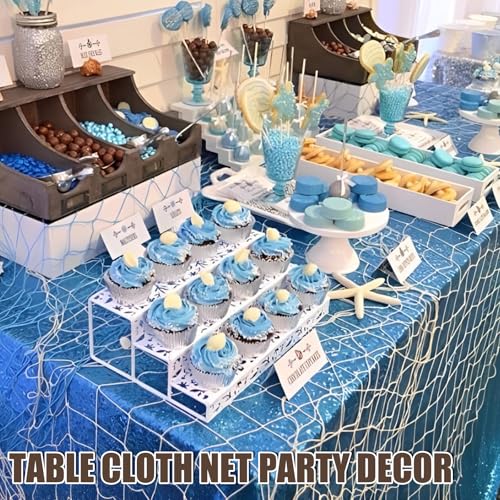 2-Pack Natural Cotton Fishing Net Decor for Nautical Party Backdrop