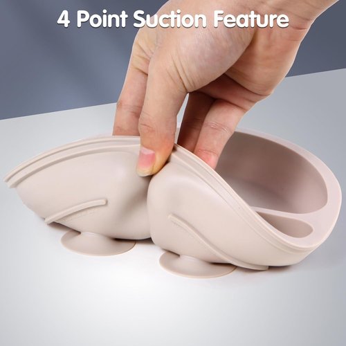 Eascrozn Toddler Plates - 3 Pack Divided Suction Plates | Food Grade Silicone, BPA Free, Non-Slip, Dishwasher Safe