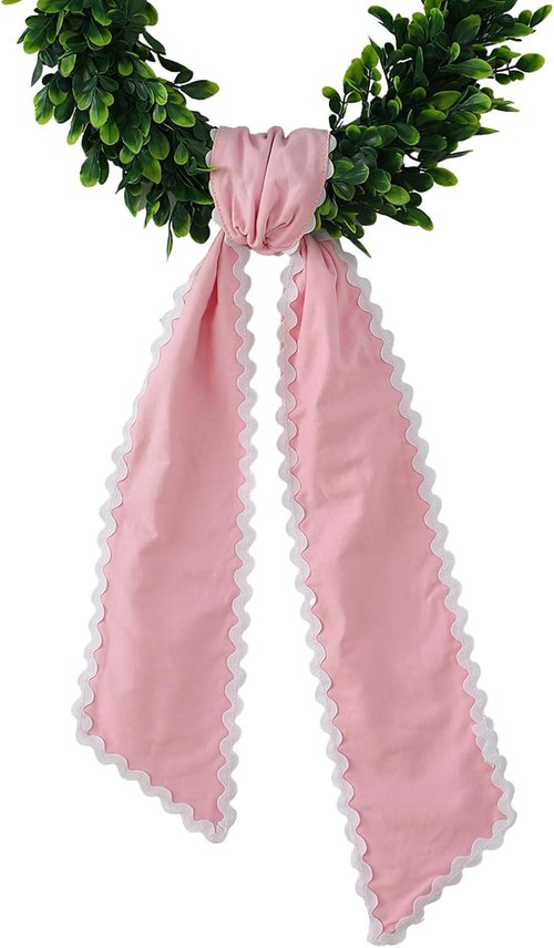 DYSHAYEN Wreath Sash - Canvas RIC Rac Trim for Front Door | Indoor & Outdoor Bridal Shower Decor (Pink-White)