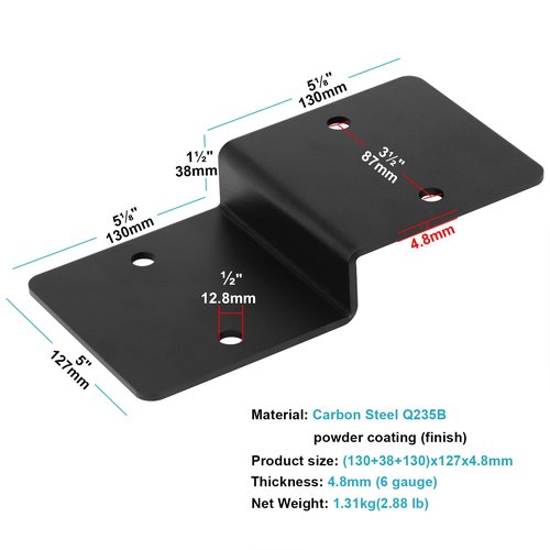 eoere 4 PCS Z Deck Joist Tie for Wood, Pergola Brackets Fits 2x6 Cross Joist and 6x6 Post, 6 Gauge, Width 5"