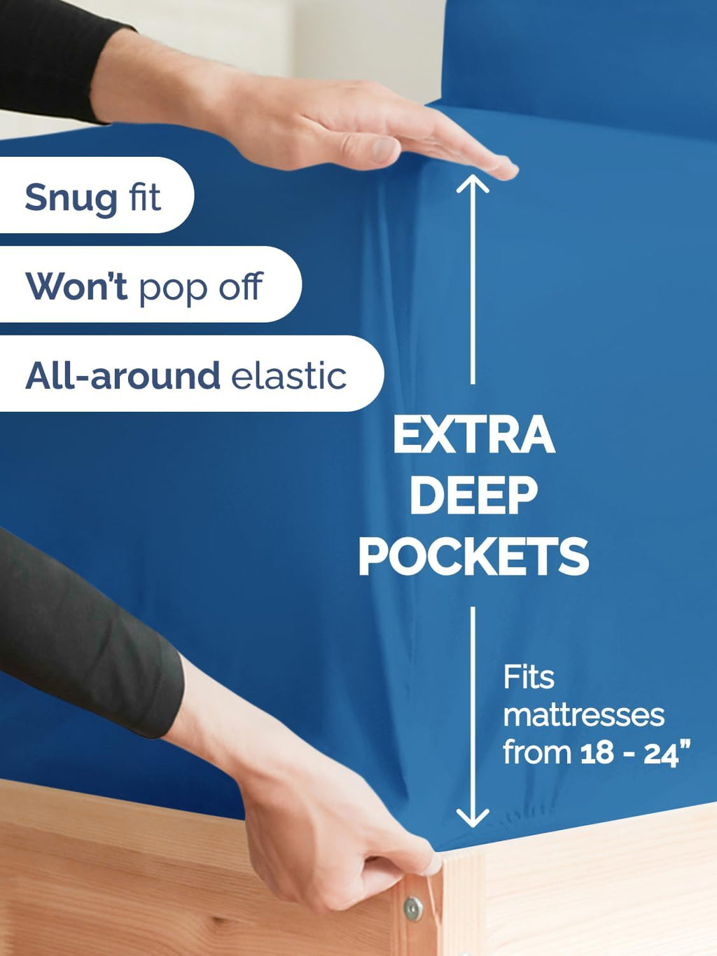 Skiennix Extra Deep Twin XL Sheet Set - 4-Piece Cooling Bedding - Soft, Wrinkle-Free Royal Blue