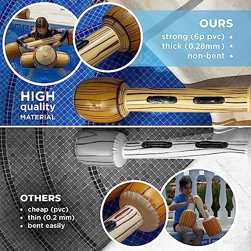 Large Inflatable Battle Logs Joust Game Pool Floats for Adults & Kids - Water Gladiator